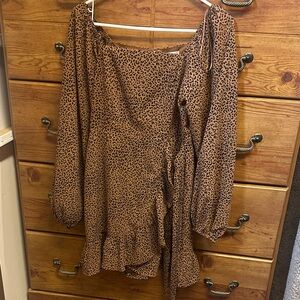 Alter’d State Leopard Print Long Sleeve Dress